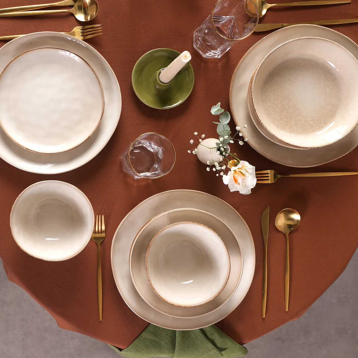 Karaca Aria Reactive, 24-delige dinerset voor 6 personen, beige