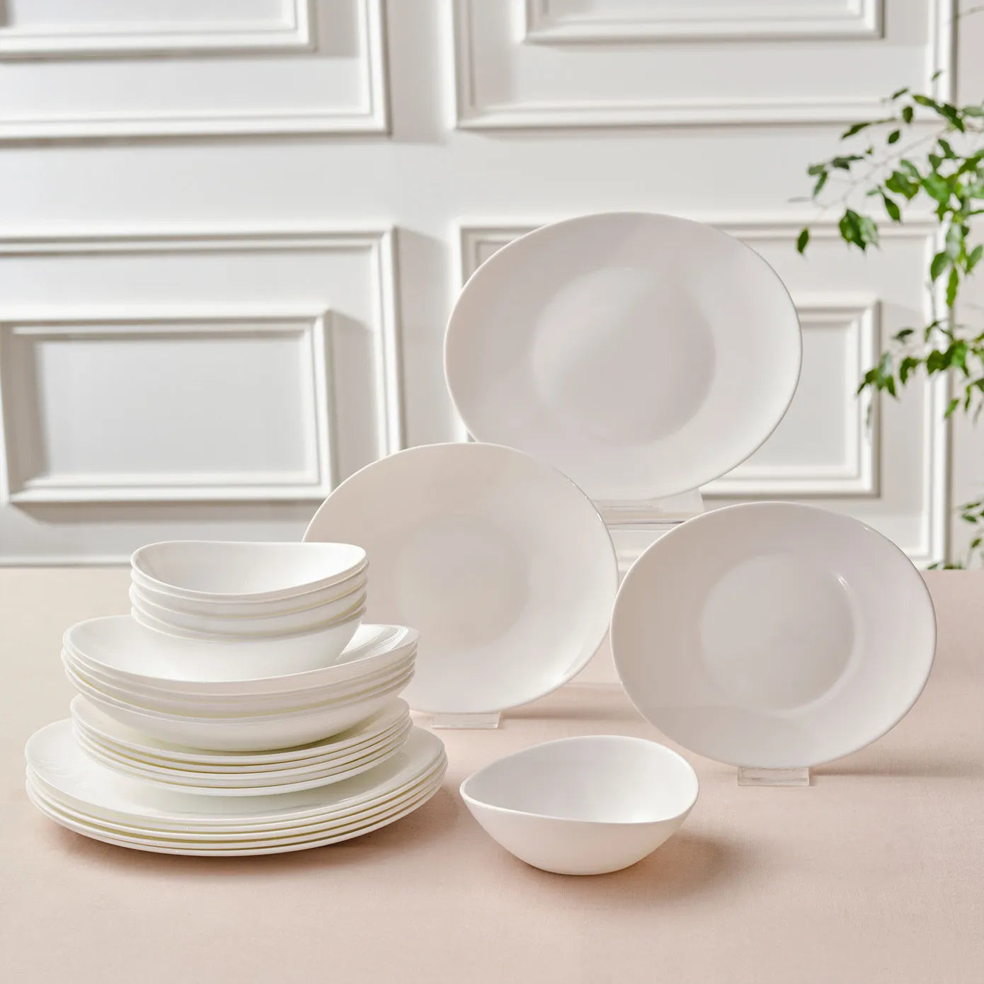 Karaca White Pure Opal Glazen Serviesset, 24-delig voor 6 personen