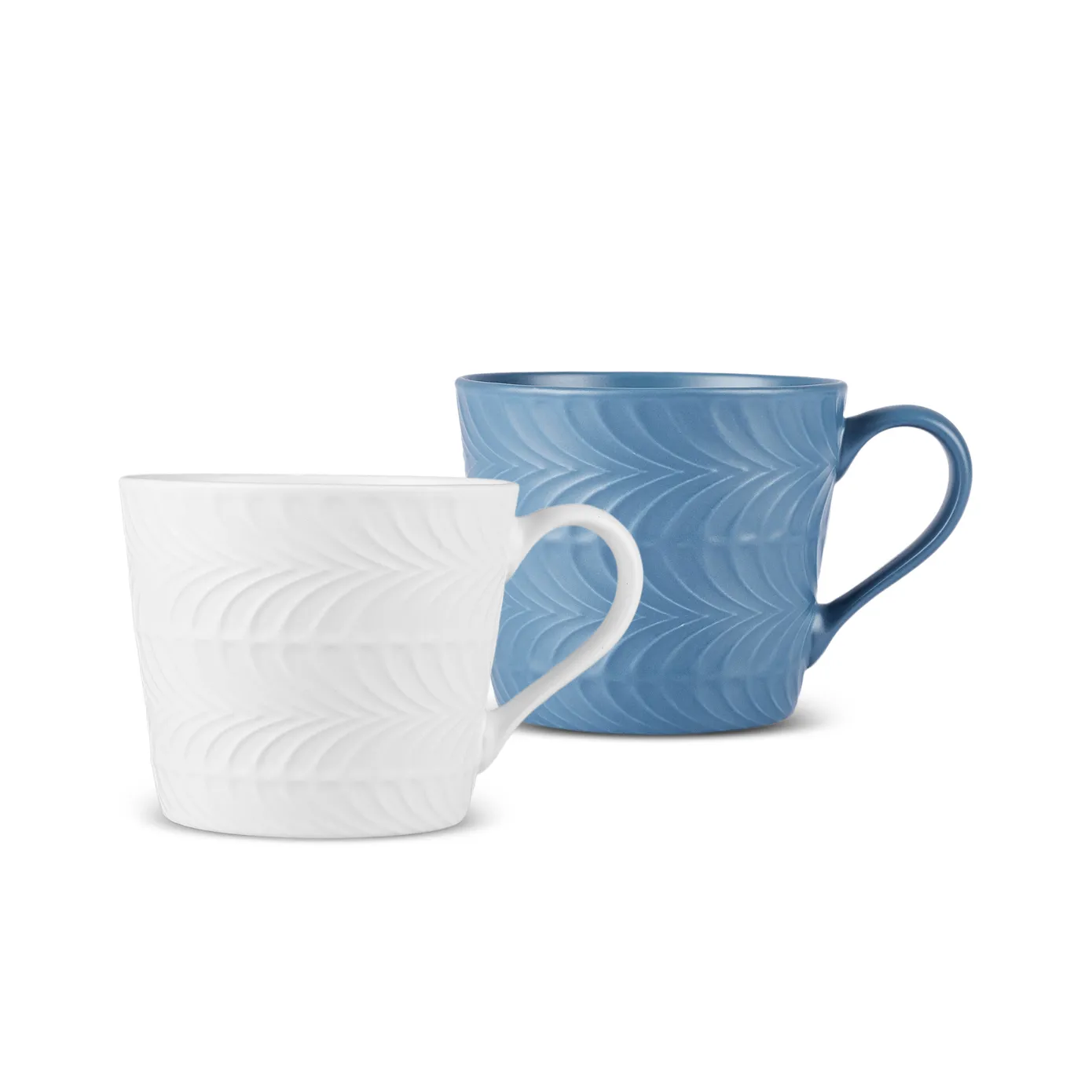 Karaca Lily Blauw & Wit Emboss Dubbele Bekerset 320 ml