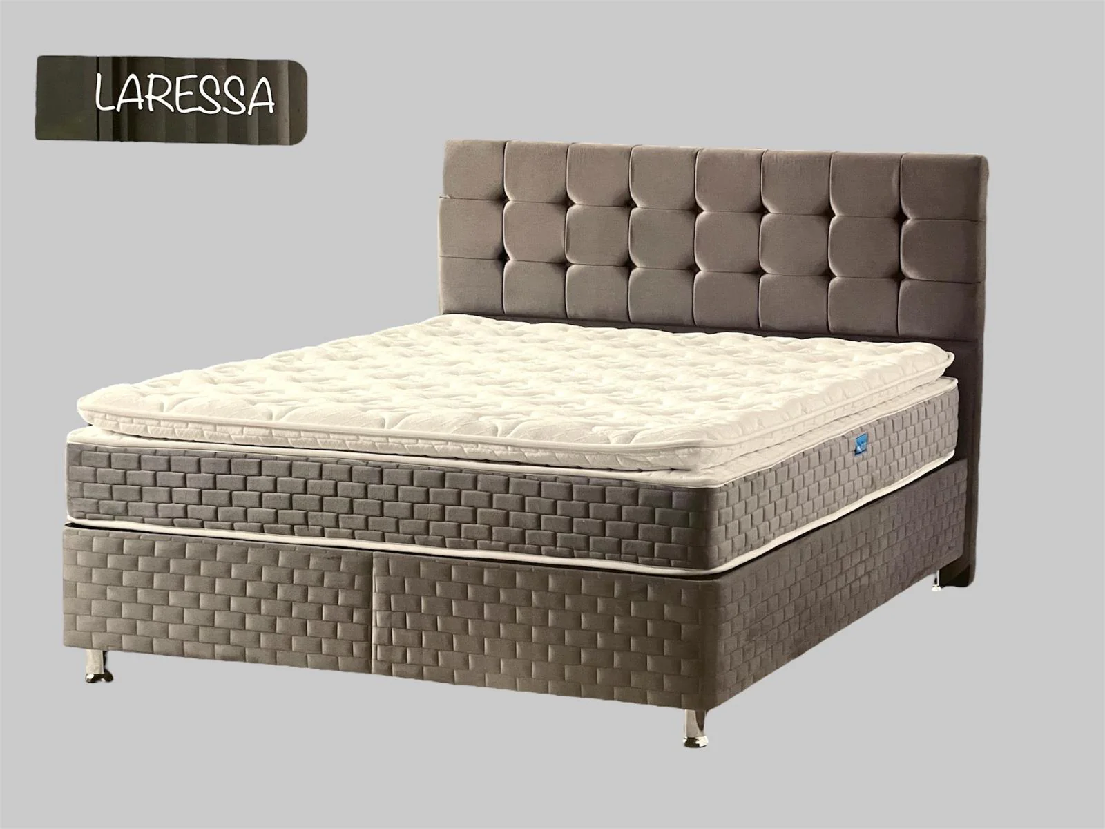 Boxspring antraciet Larissa 160cm met opberg