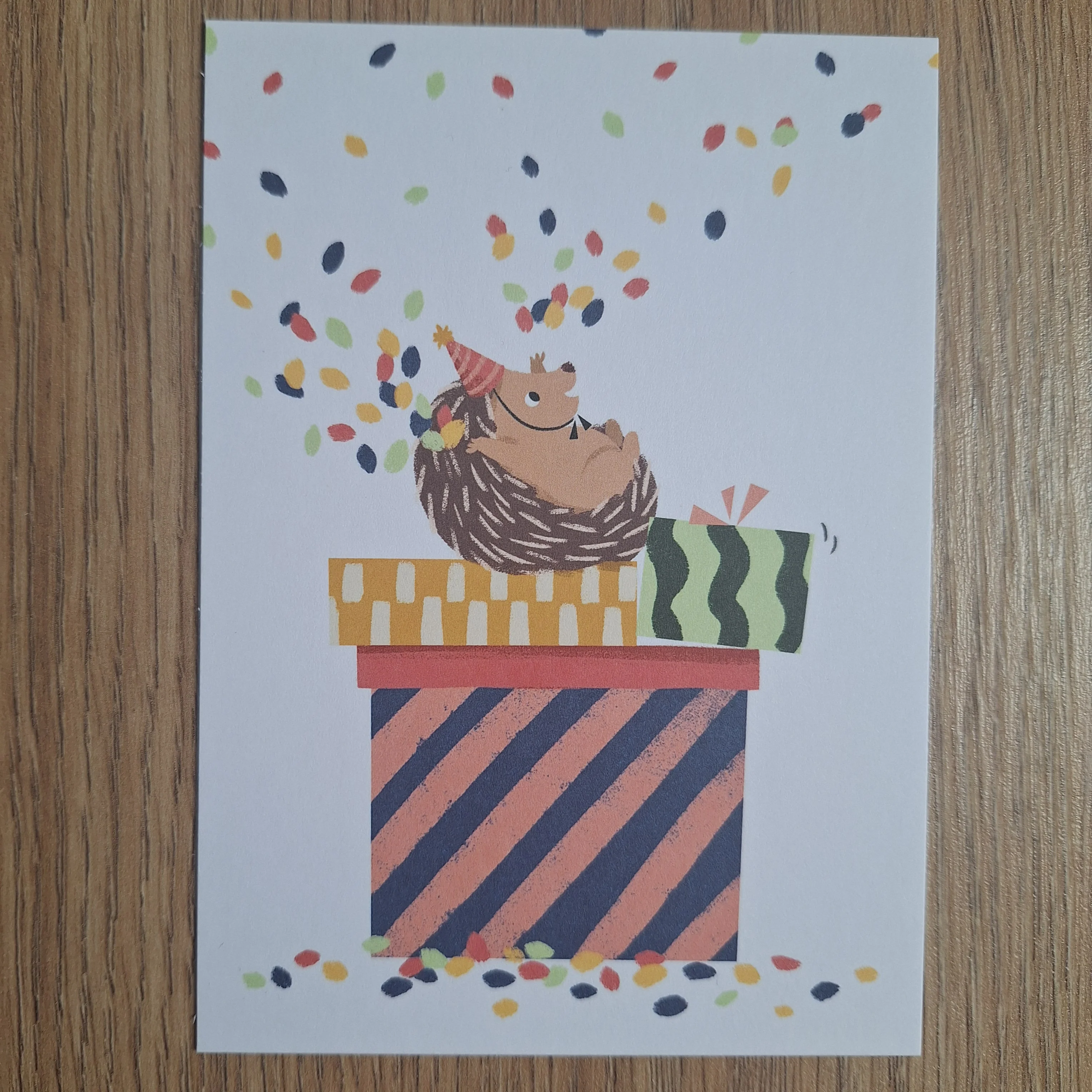 Egel confetti verjaardagskaart