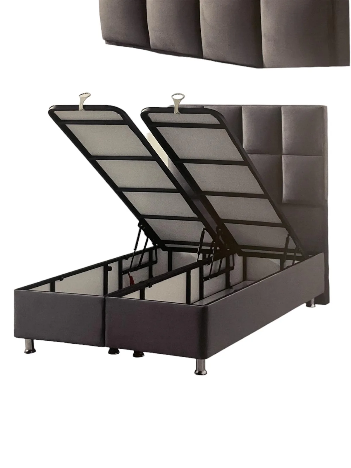 Boxspring antraciet Ancona 160cm met opberg