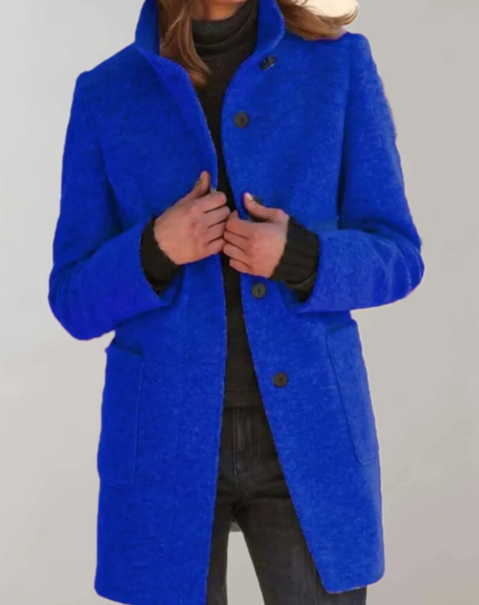 Amy – Elegante Wollen Jas Met Hoge Hals Voor Dames