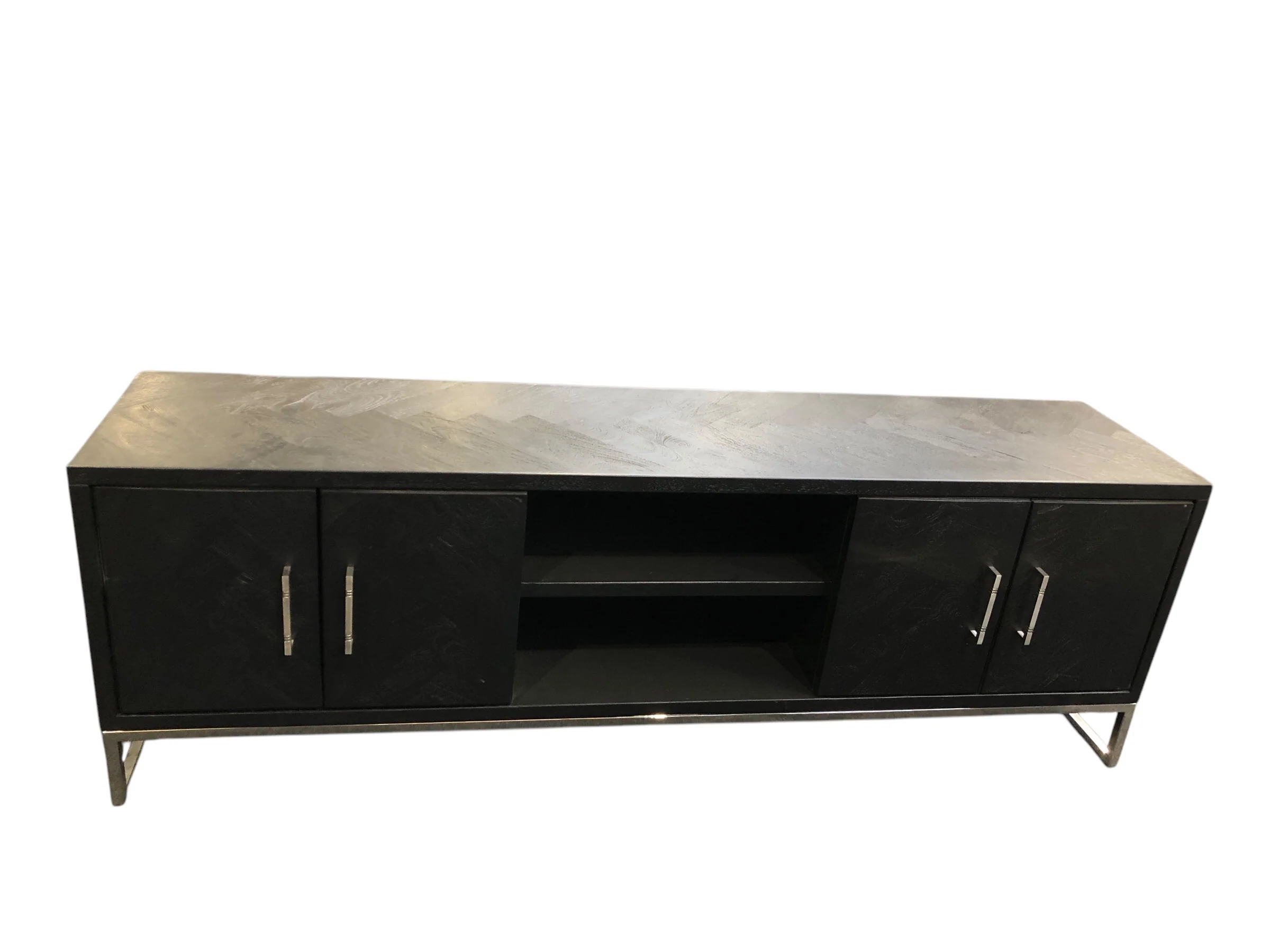 Tv Dressoir visgraat mangohout zwart