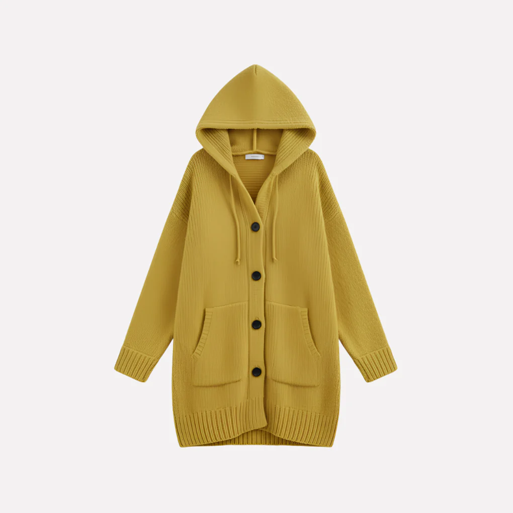 Dames Hooded Cardigan met Lange Snit