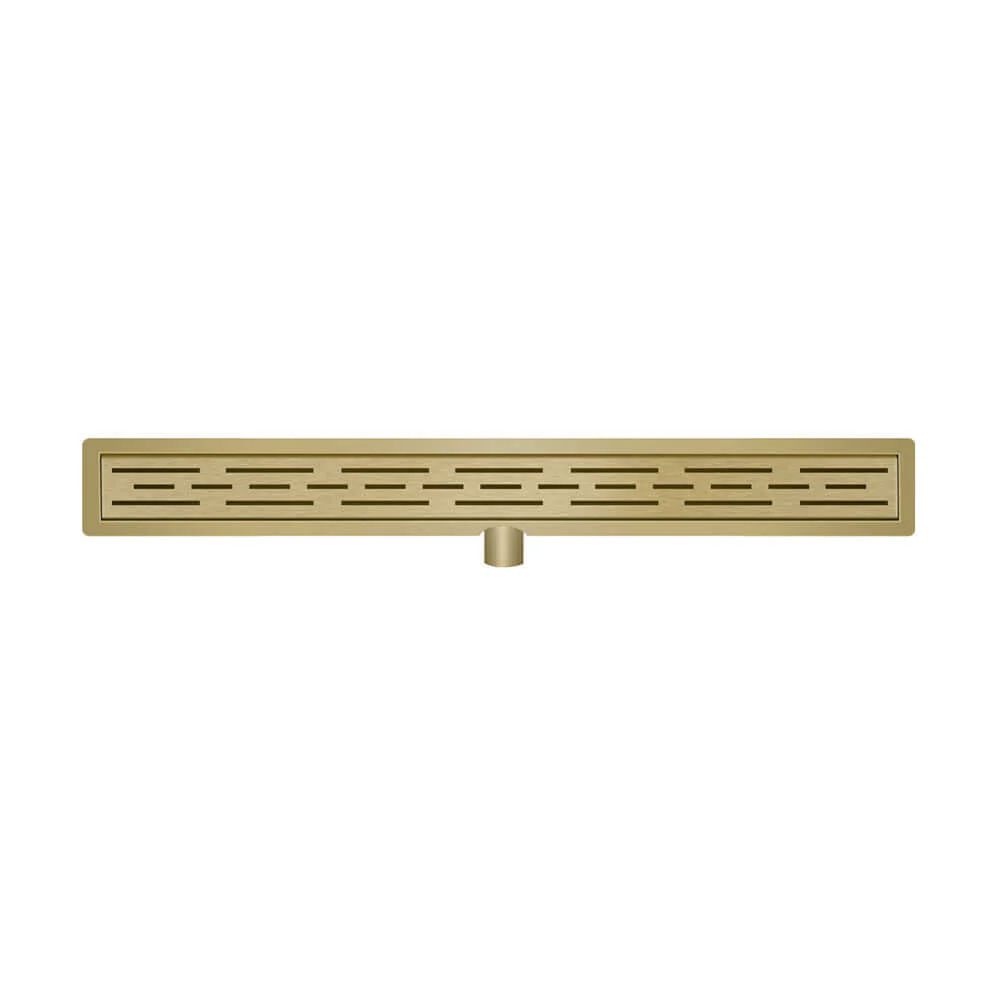 Doucheafvoer Wiesbaden met flens 80X7Cm, 6,7 cm diep in geborsteld messing goud