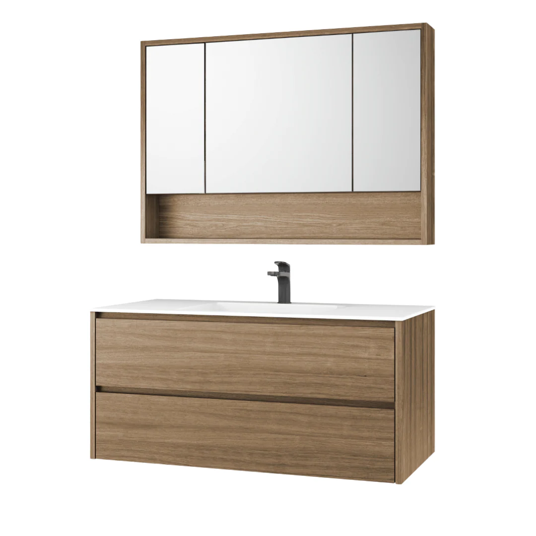 Down Town Wastafelmeubelset met Spiegel 100 cm – Eiken
