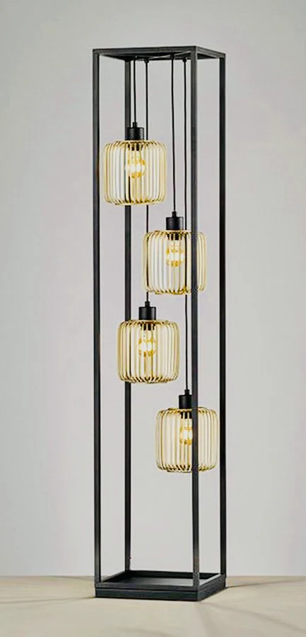 Industrieel vloerlamp 4 streepjes ballen