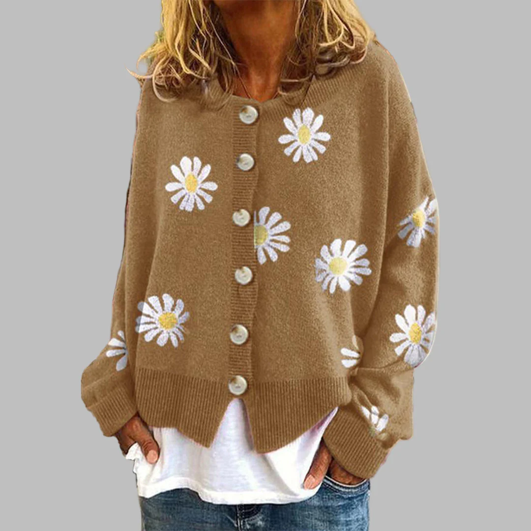 Bloemen gebreide trui voor dames