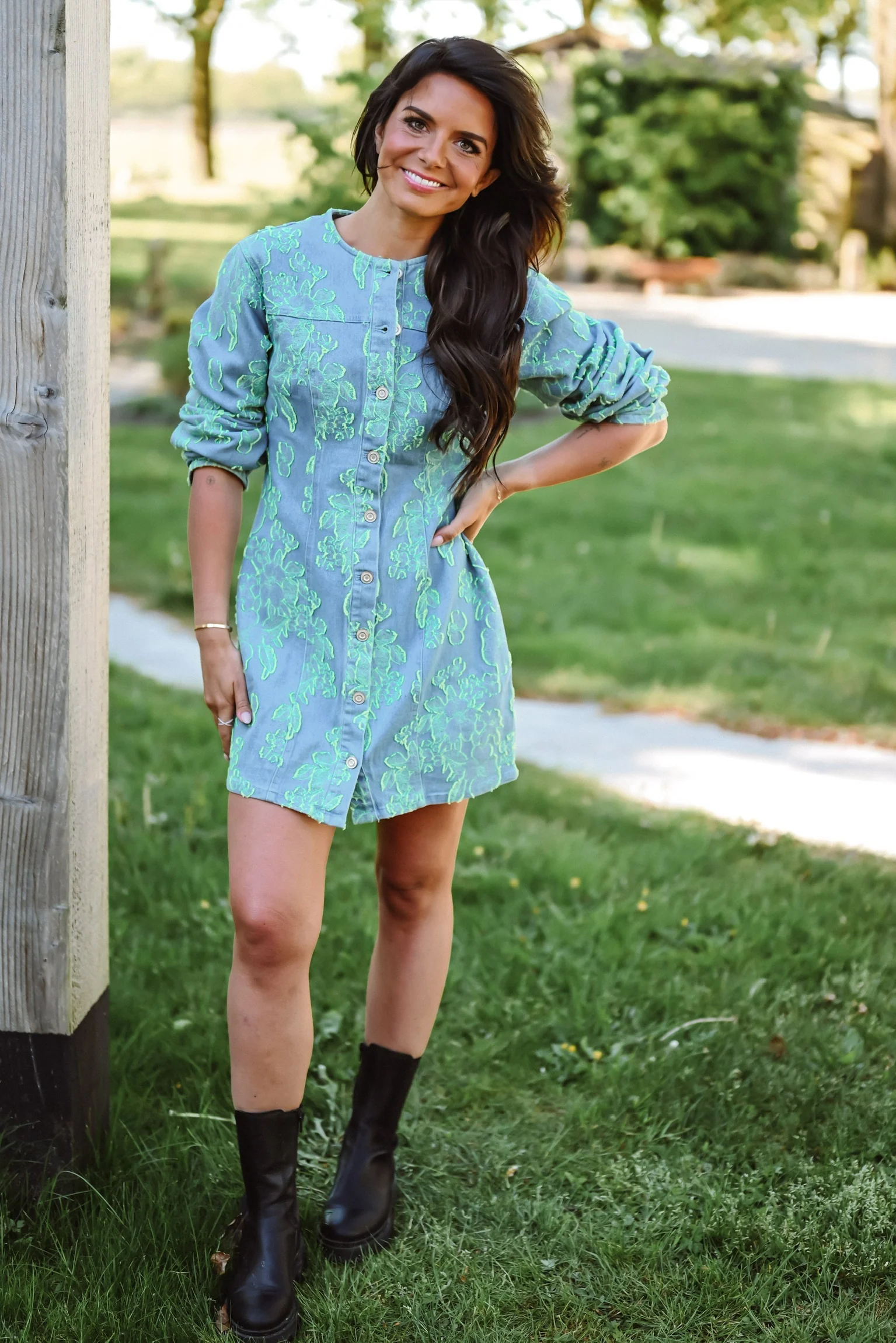 TOVI DENIM JURK LIME