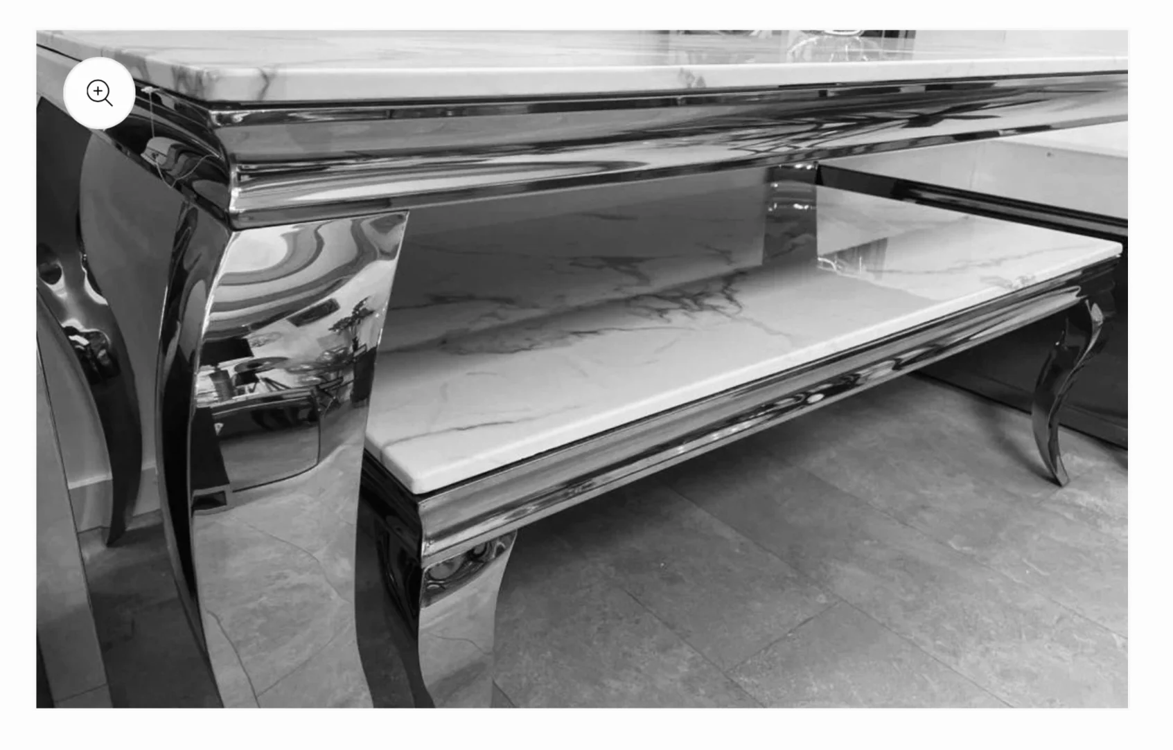 Eettafel marmer/zilver 160cm