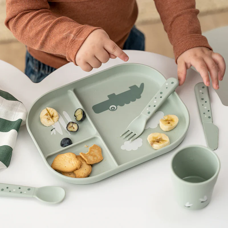 Vakken bordje – Foodie compartment plate – Croco – Green – Done by Deer