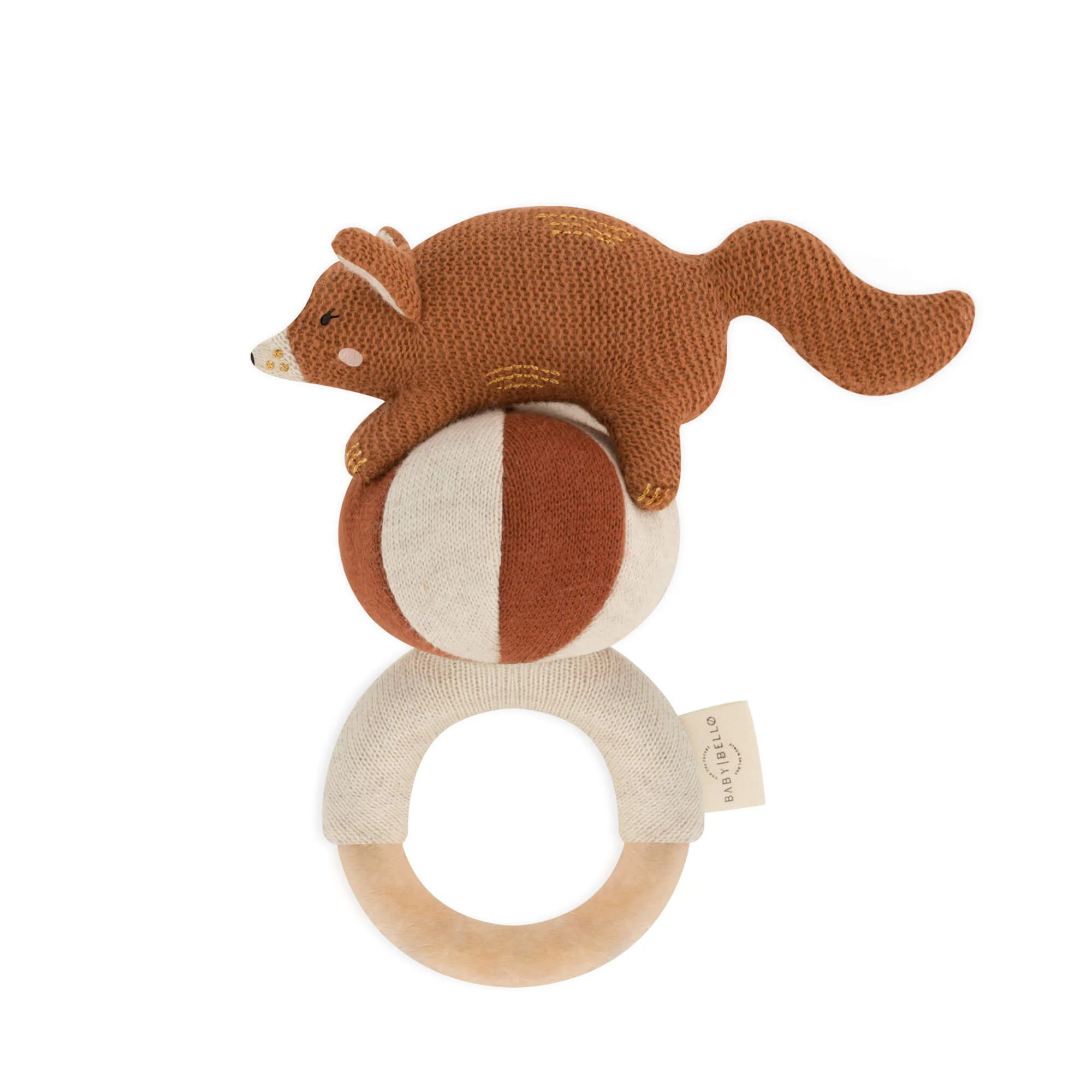 Baby Rammelaar – Frey de rode Vos – Biologisch katoen – Cinnamon – Baby Bello