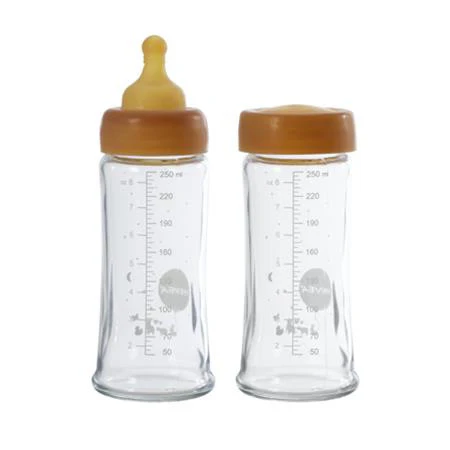HEVEA – Wide Neck Baby Glass Bottle & Cup – Glazen babyflessen wijde hals – 100% plasticvrij