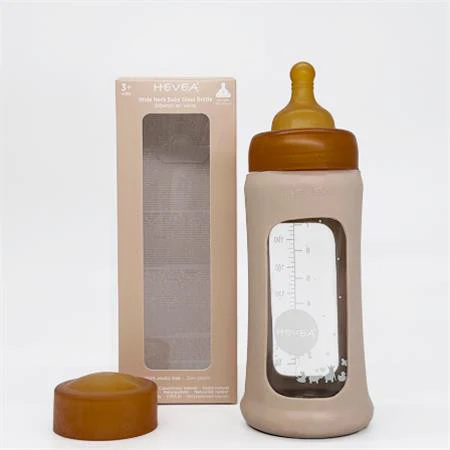 HEVEA – Wide Neck Baby Glass Bottle – Sand – Glazen Babyfles wijde hals – 100% plasticvrij