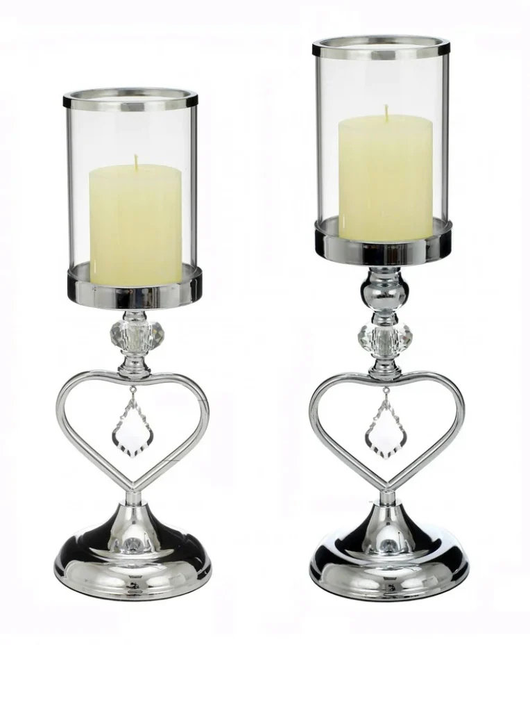 LOVE Glamour Lampion Kristallen Kandelaars 2-Delig