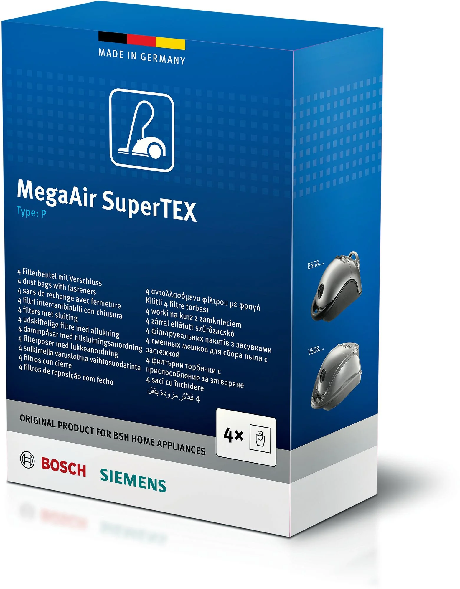 Bosch BBZ41FP – Stofzuigerzakken voor type P toestel met hygiënische stofafsluiting – 4 stuks