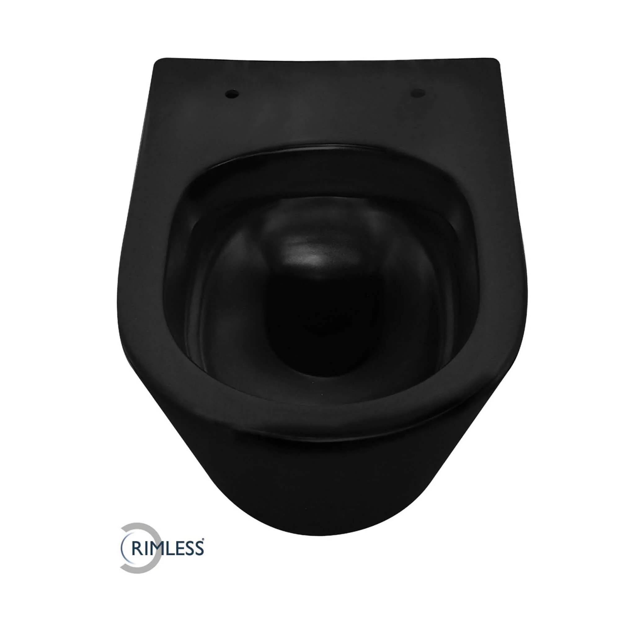 Matzwart wandtoilet Wiesbaden Vesta randloos, 52 cm (exclusief zitting)
