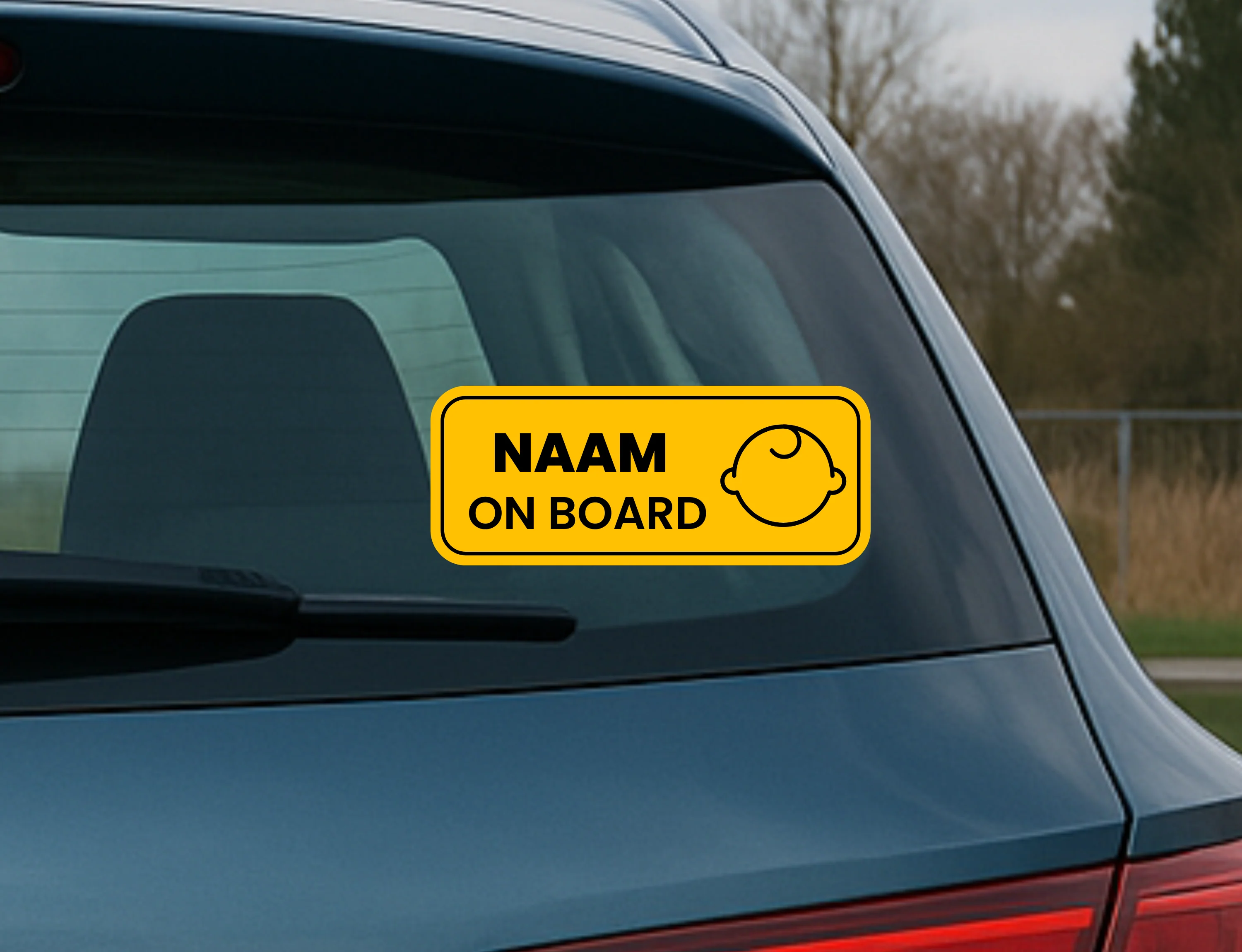 Baby on board autosticker met eigen naam