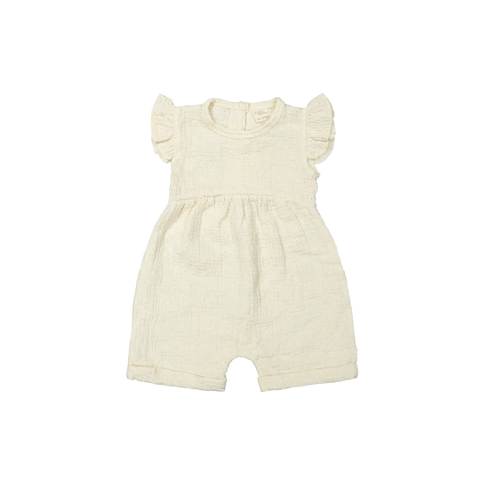 Jumpsuit Ginny SS – Biologisch katoen – Woven white embroidery/wit – Riffle Amsterdam