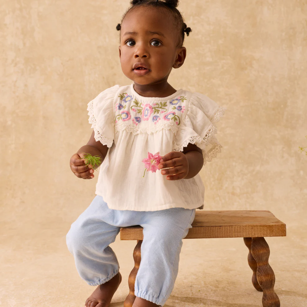 Broekje – Pants Floreli – Biologisch katoen – Oxford Blue/Blauw – Louise Misha