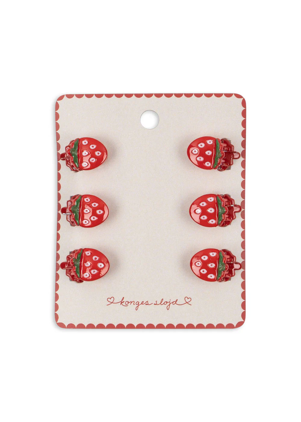 6 Pack Mini Hair Claws – Strawberry – Kleine Haarspeldjes – Aardbeitjes – Konges Sløjd