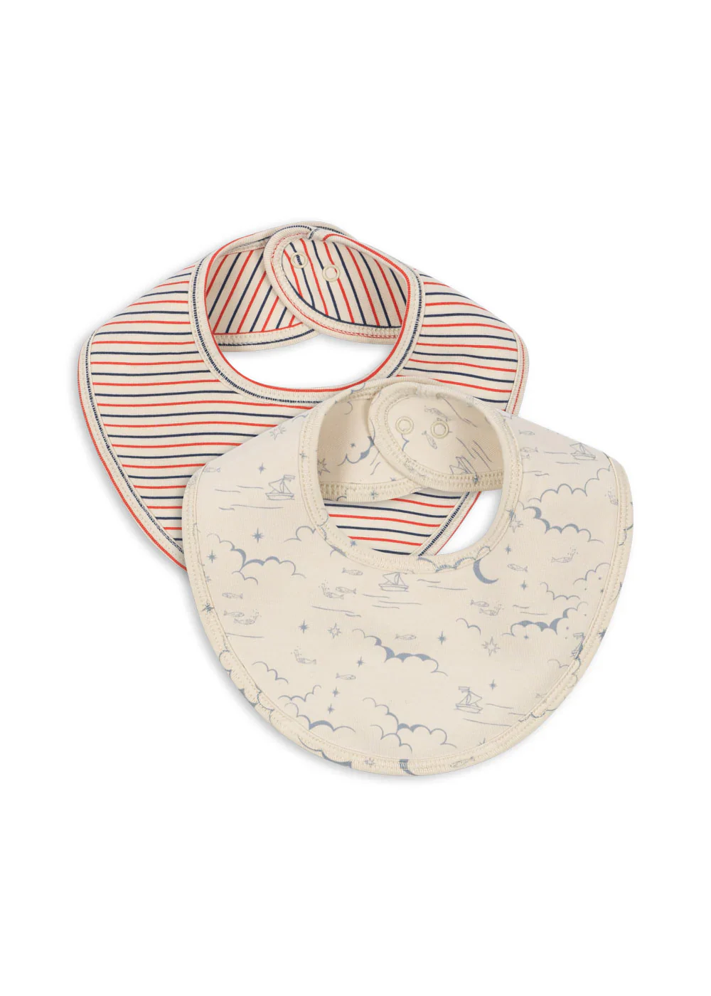 Basic Slabbetjes – Stripe Tricolore/Cielo Marino – 2 pack – Biologisch Katoen – Konges Sløjd