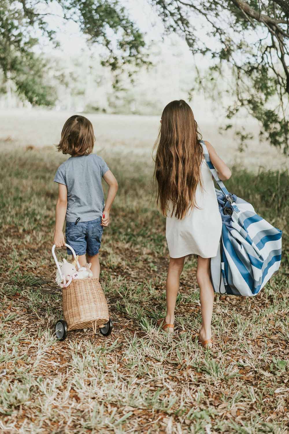 Outdoor Stripes Blauwgroen | Opbergzak & Speelmat | Play&Go