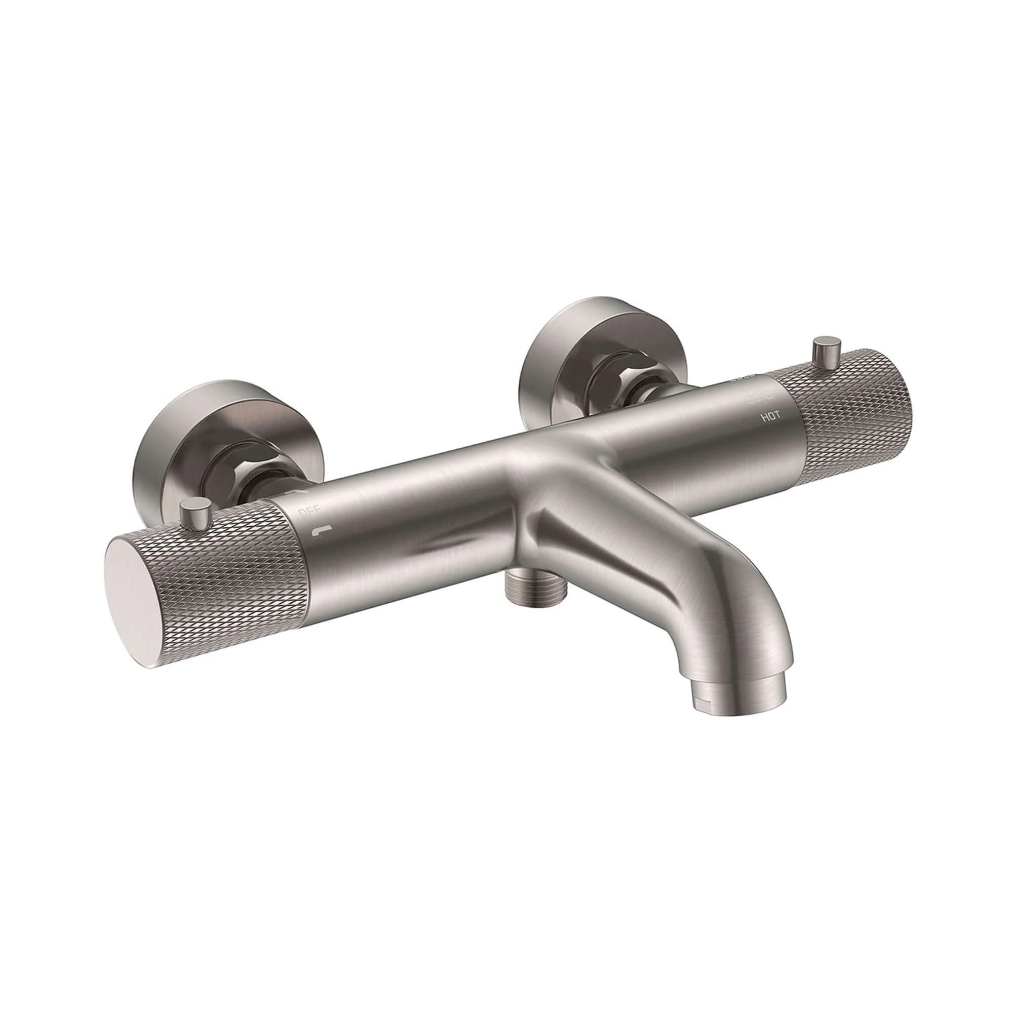 Ribbd Thermostatische Badmengkraan Wiesbaden Middenafstand 15 cm Geborsteld Staal