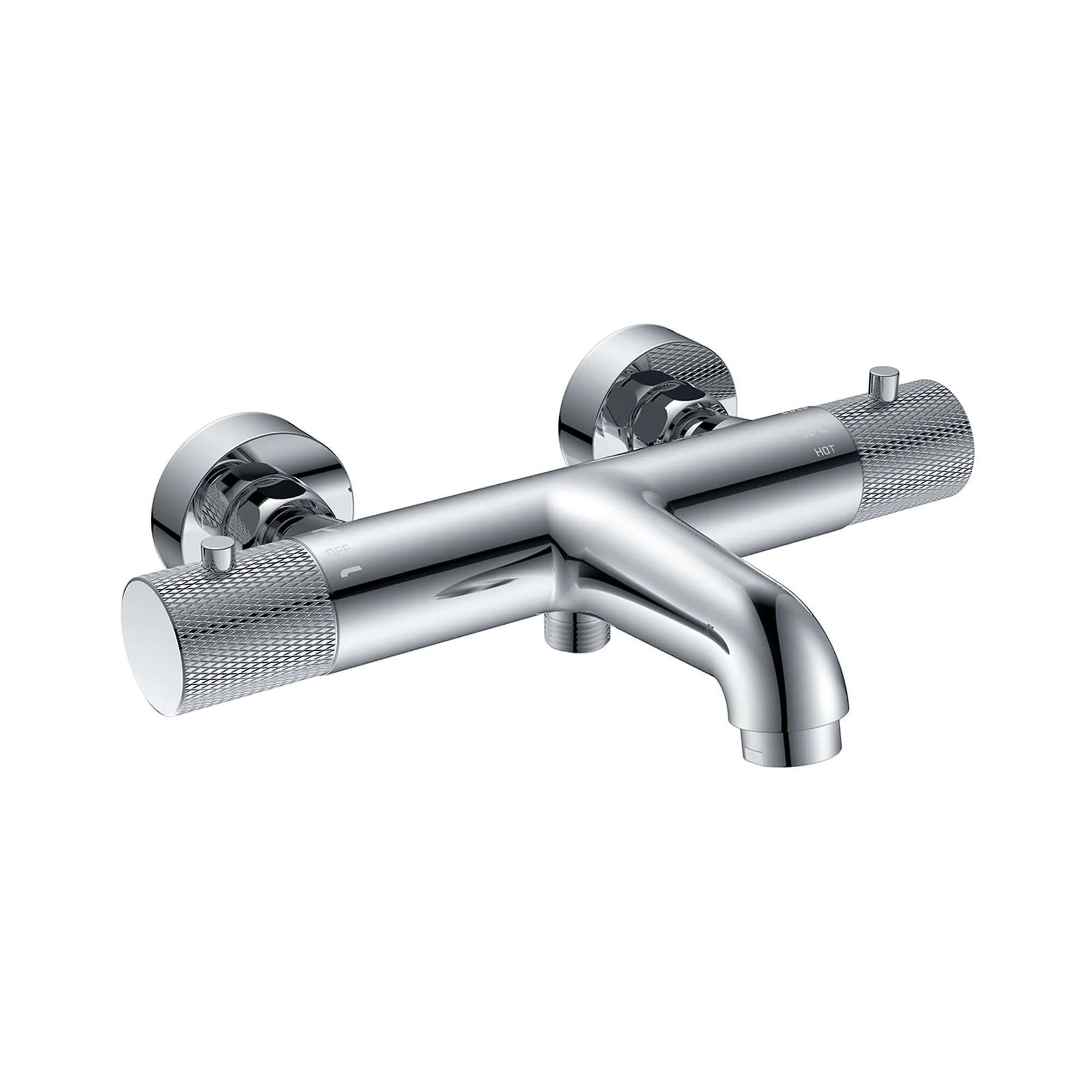 Ribbd Thermostatische Badmengkraan Wiesbaden met Hartafstand 15 Cm in Chroom