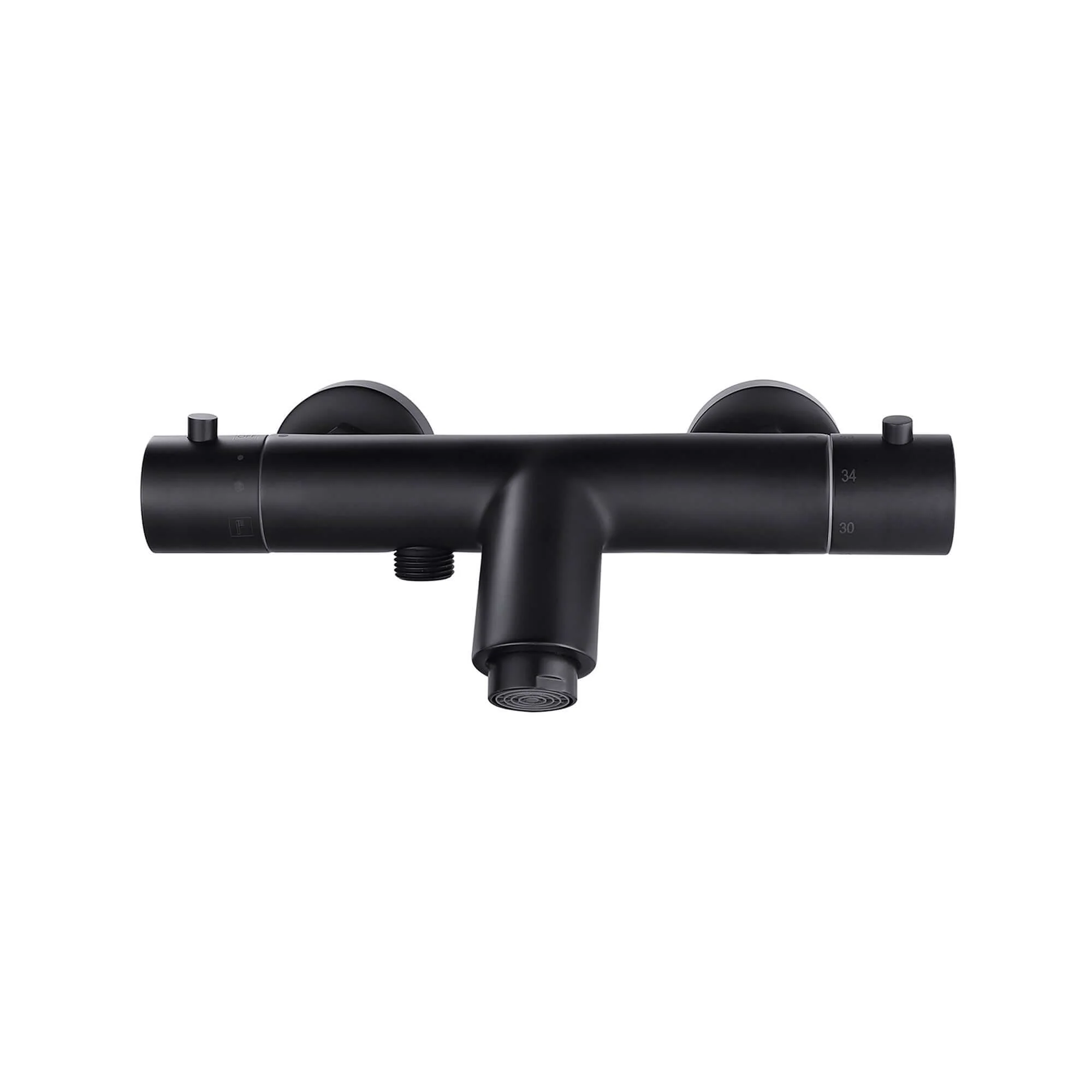 Rio Thermostatische Badkraan Wiesbaden Midden tot Midden 15 Cm in Mat Zwart