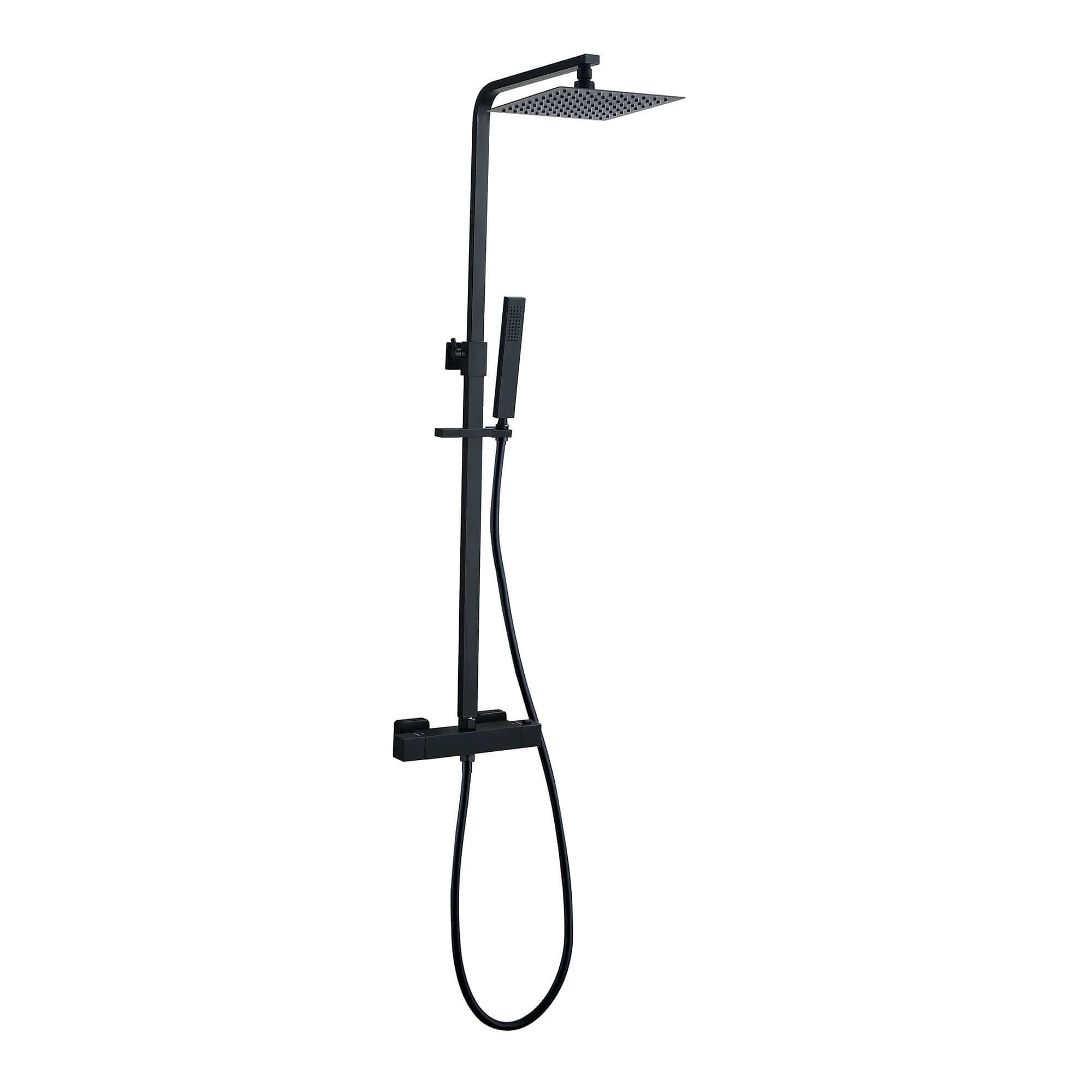 Rombo Eco Twenty Regendouche Wiesbaden met thermostaatkraan 20 cm, opbouw in mat zwart