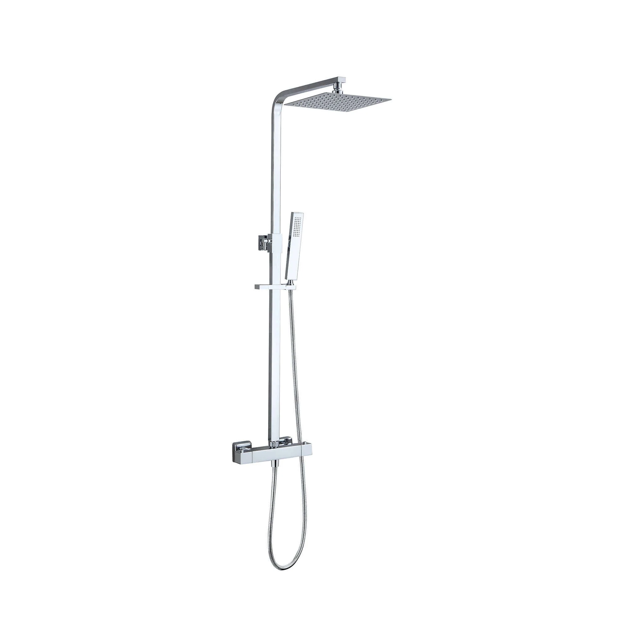 Rombo Eco Twenty Regendoucheset Wiesbaden Opbouw met Thermostaatkraan 20Cm in Chroom