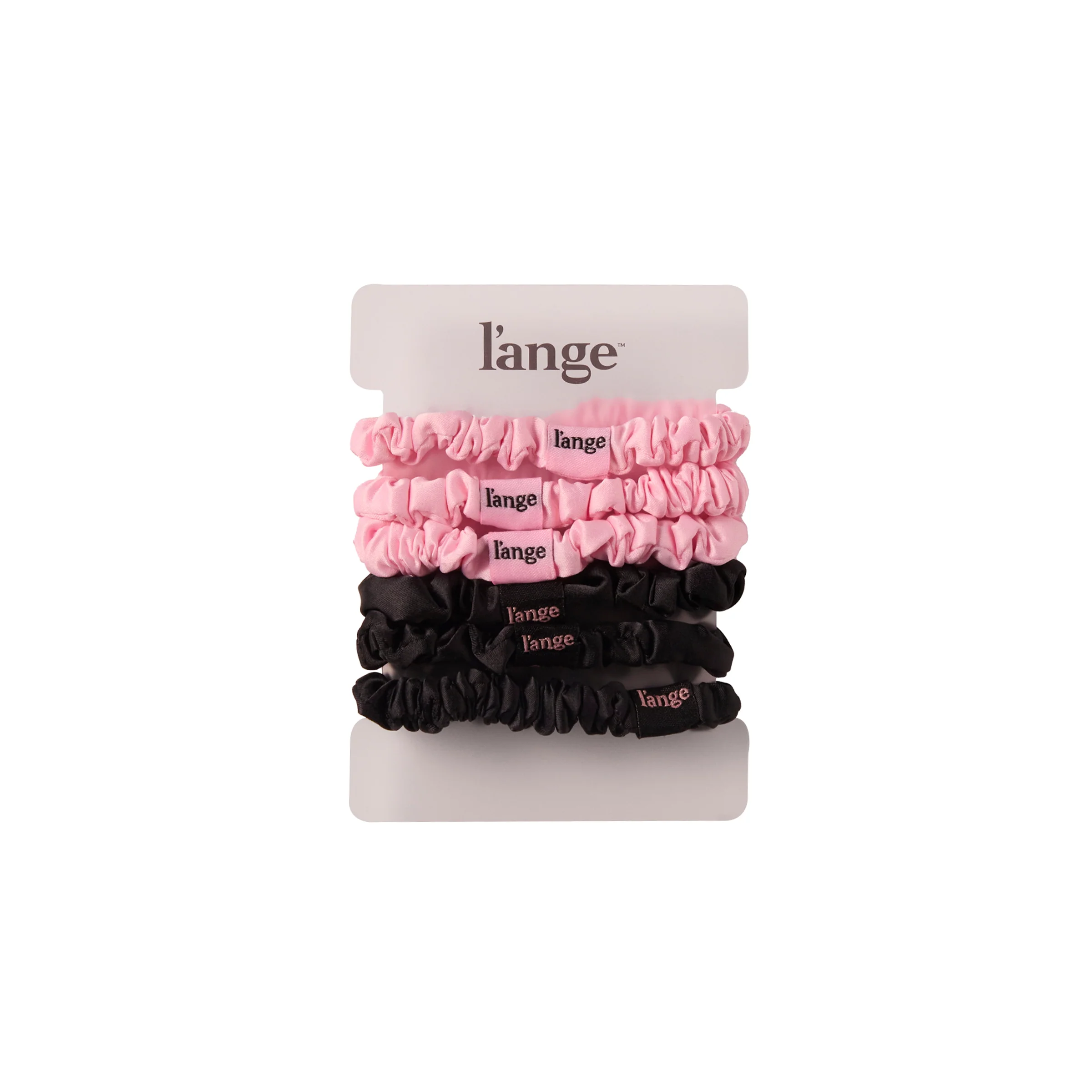 Small Satin Scrunchies 6 Piece Set – Black and Blush