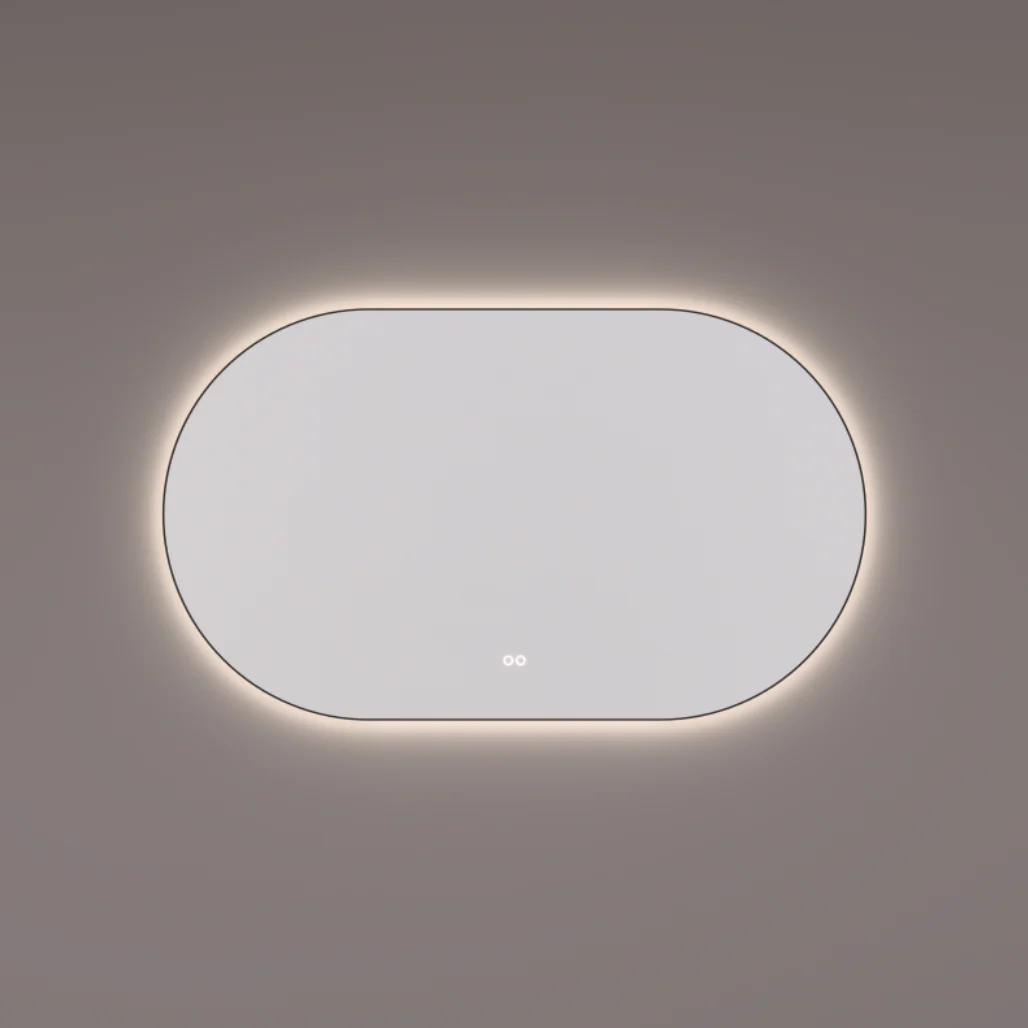 Hipp Design SPV 13700 BL ovaal-rechte spiegel mat zwart met indirecte kleurwissel verlichting