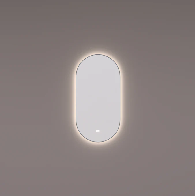 Hipp Design SPV 14900 GUN ovaal-rechte spiegel gun metal met indirecte kleurenwissel verlichting en verwarming