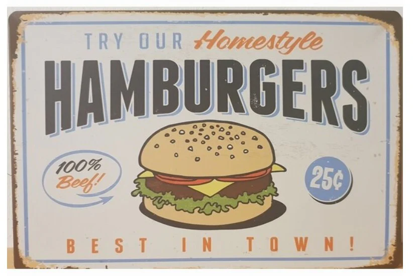 BBQ wandbord Best Hamburgers in town 30×25 cm