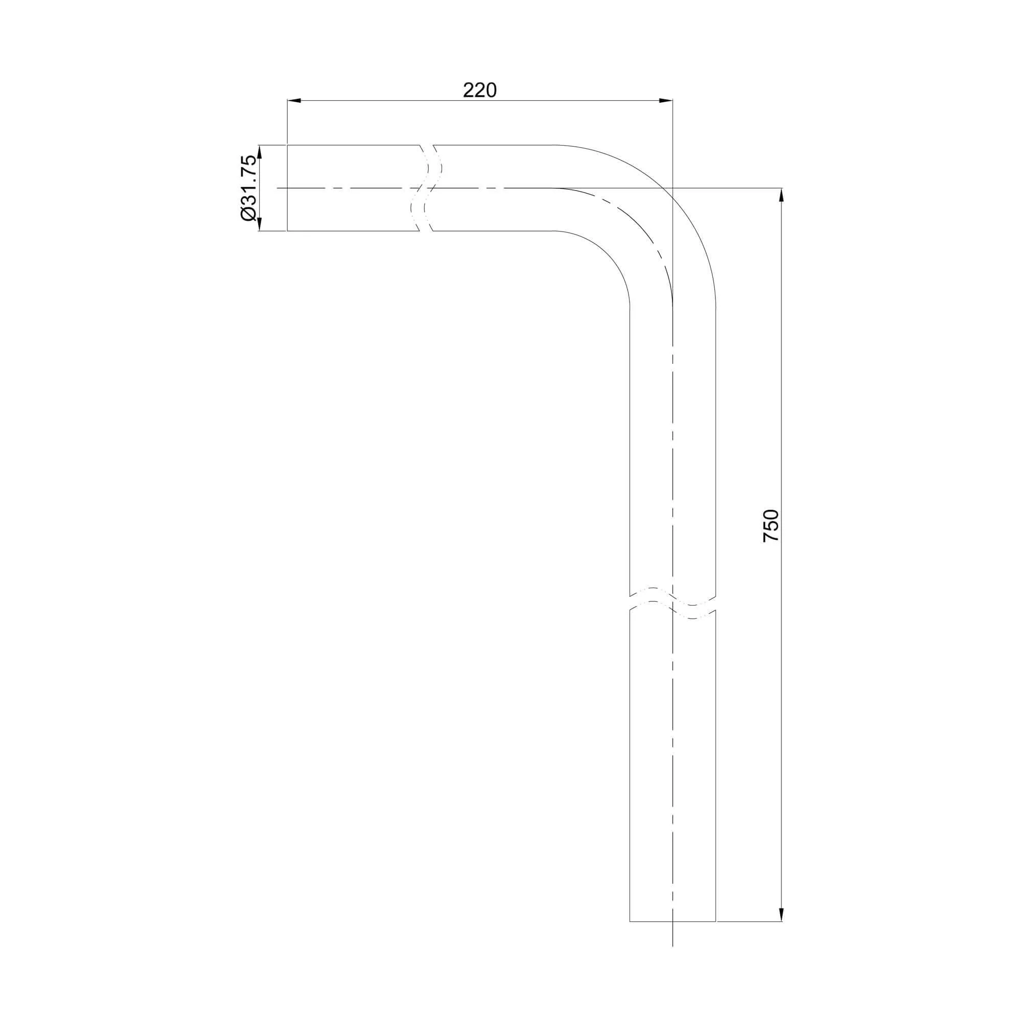 UniMatch vloerbuis 75 x 22 x 3,2 cm mat zwart - Afbeelding 2