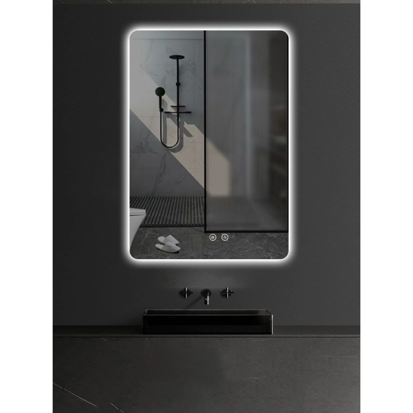 ALONI QUEEN RECHTHOEKIGE LED-SPIEGEL MET VERWARMING & ANTI-CONDENS (60x80CM)