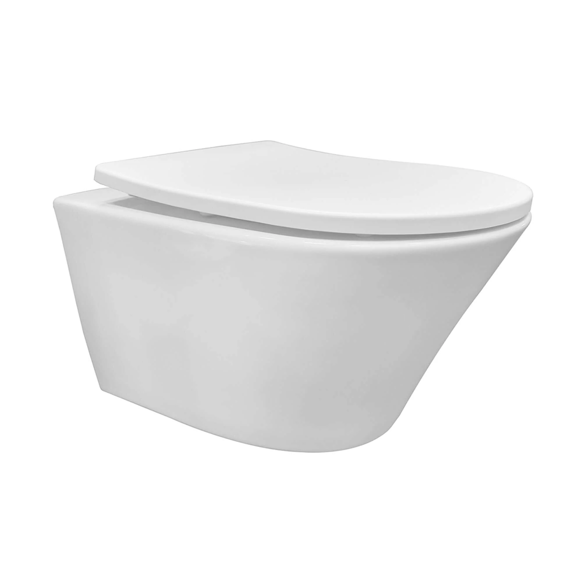 Stereo randloos wandtoilet met soft close en schaduwtoiletbril matwit, Wiesbaden