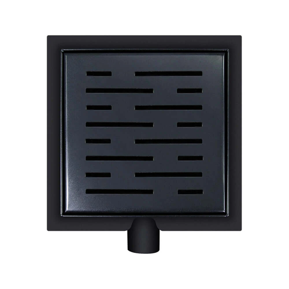 Wiesbaden Mat Zwart 15×15 cm Douchegoot met Flens en Zijuitlaat