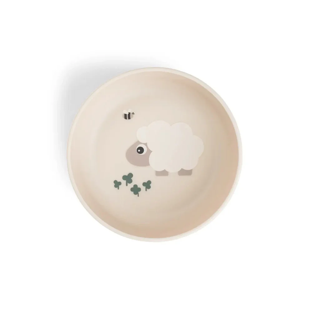 Anti slip kommetje – Foodie bowl – 0+ maanden – Tiny farm – Sand – Done by Deer