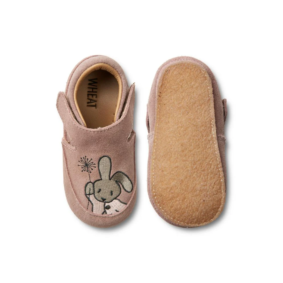 Binnenschoen Pixie – Biologisch katoen – Dusty rouge/roze – Wheat