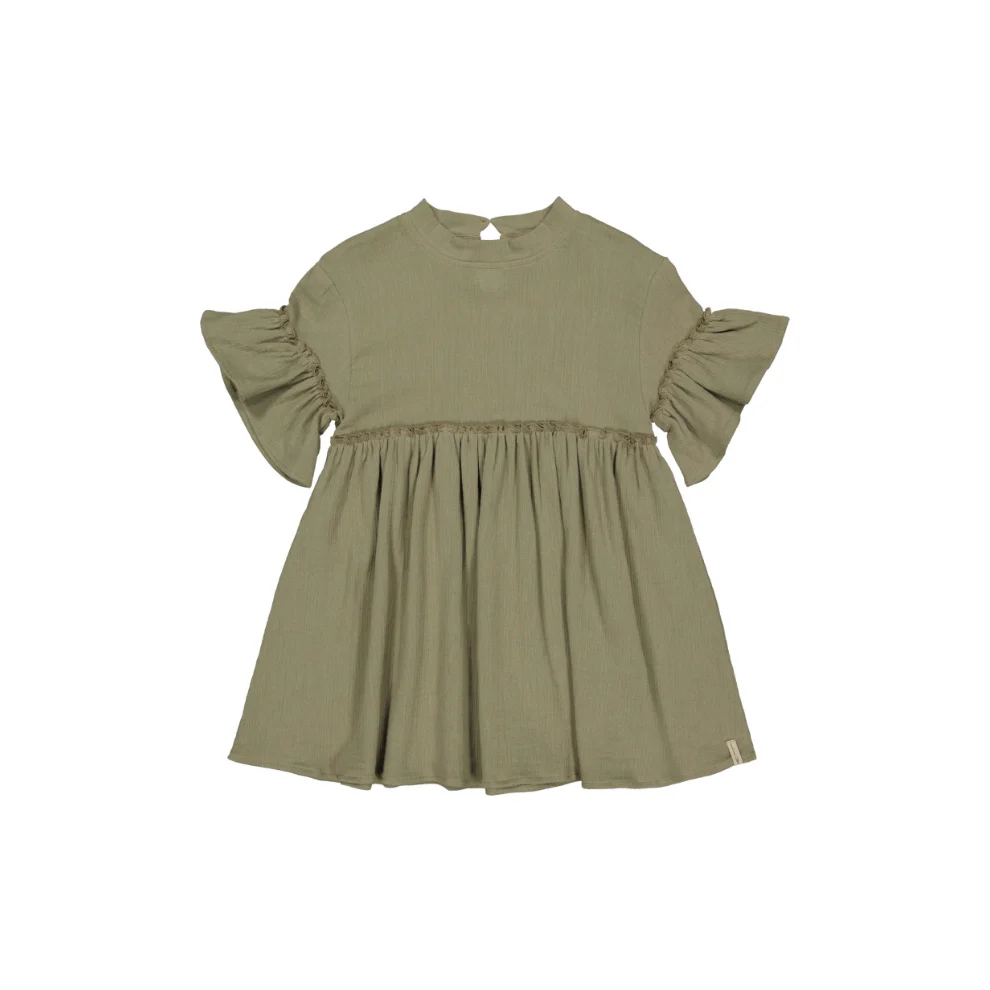 Jurkje korte mouw – Mousseline katoen – Khaki groen – Levv Labels