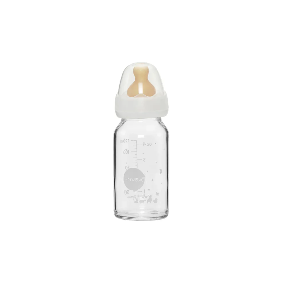 Glazen babyfles – Natuurrubber – Standard Neck Baby Bottle – 120ML – 0-6 maanden – Hevea
