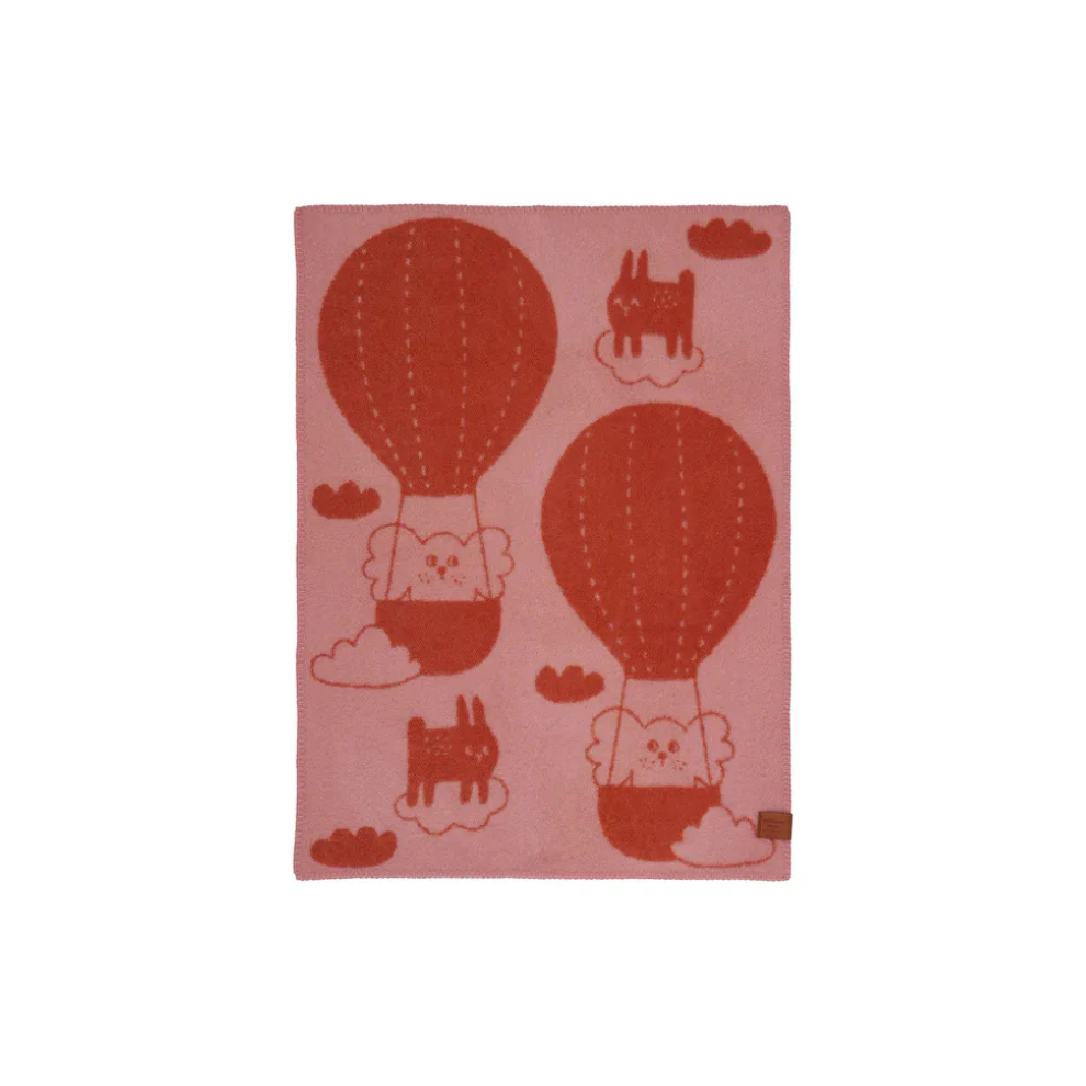 Wiegdekentje – Ballon pink/rust – Biologisch wol – 65x90cm – Klippan