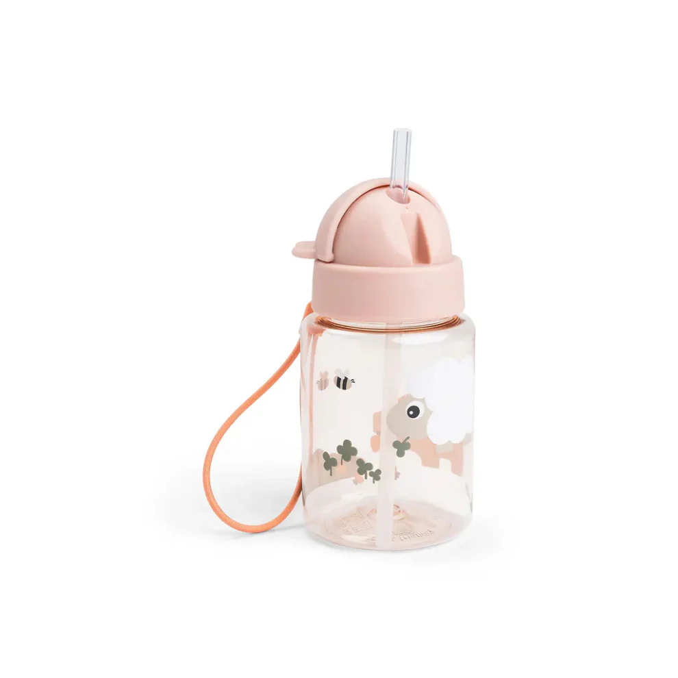 Drinkfles met rietje – Straw bottle – Tiny farm – Powder – 280 ml – Done by Deer