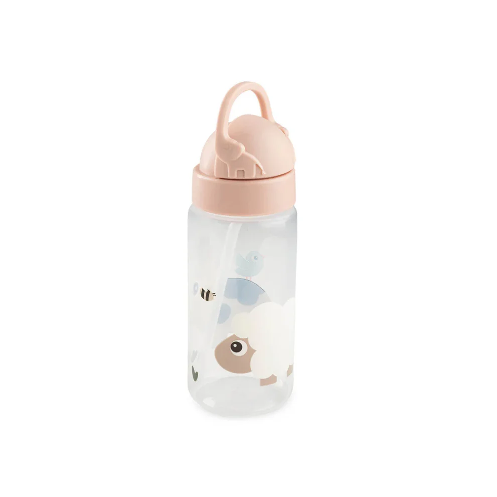 Drinkfles met rietje – Straw bottle – Tiny farm – Powder – 350 ml – Done by Deer