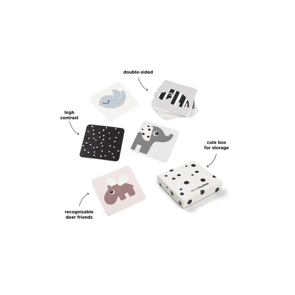 Visuele Stimuleringskaarten – Baby contrast cards 10-pack – Elphee – Colour mix – Done by Deer