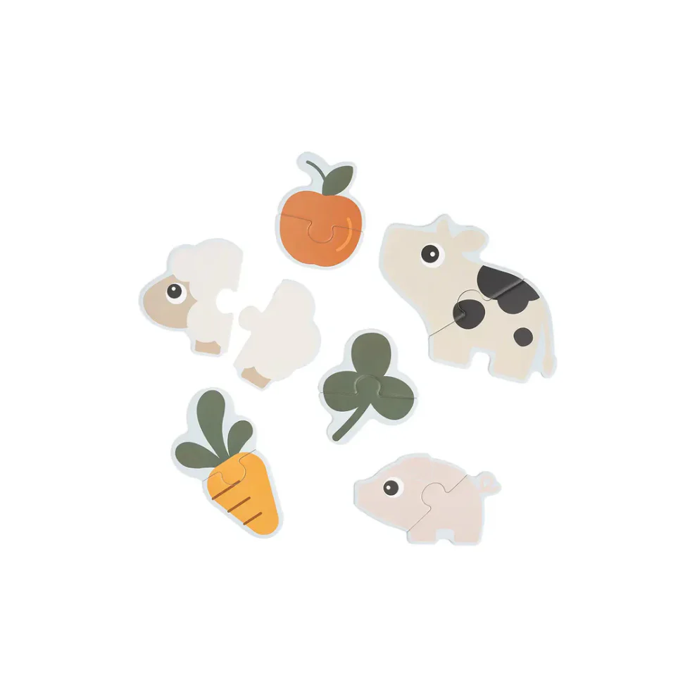 Eerste puzzel – First jigsaw puzzle set – 2+ jaar – Tiny farm – Colour mix – Done by Deer